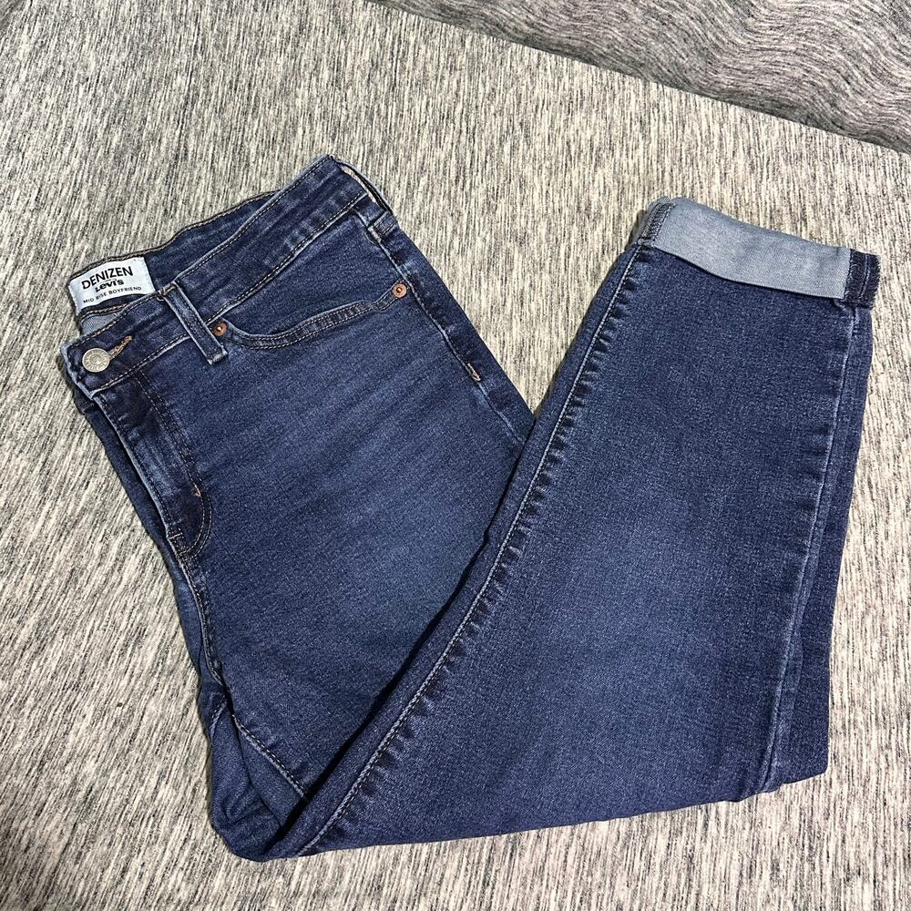 Levi’s Denizen Mid Rise Boyfriend Jeans Cuffed Dark Wash Size 10 W30 - Picture 2 of 14